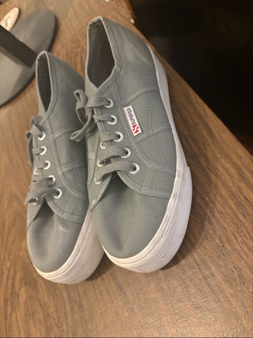 Superga Women’s Light Gray Platform Canvas Low-Top Sneakers
